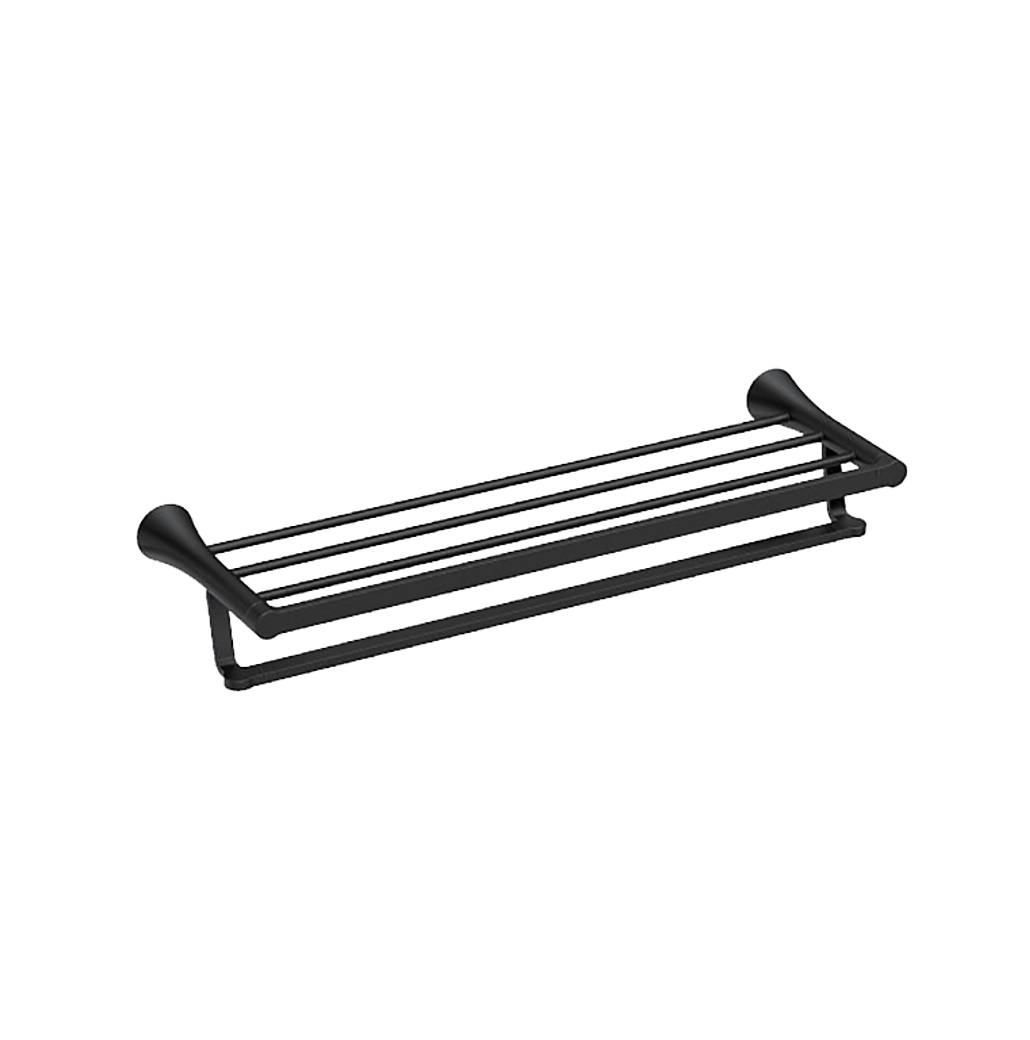 Sleek Moen Mikah Series Black Matte Wall Mounted Towel Shelf Rack ...